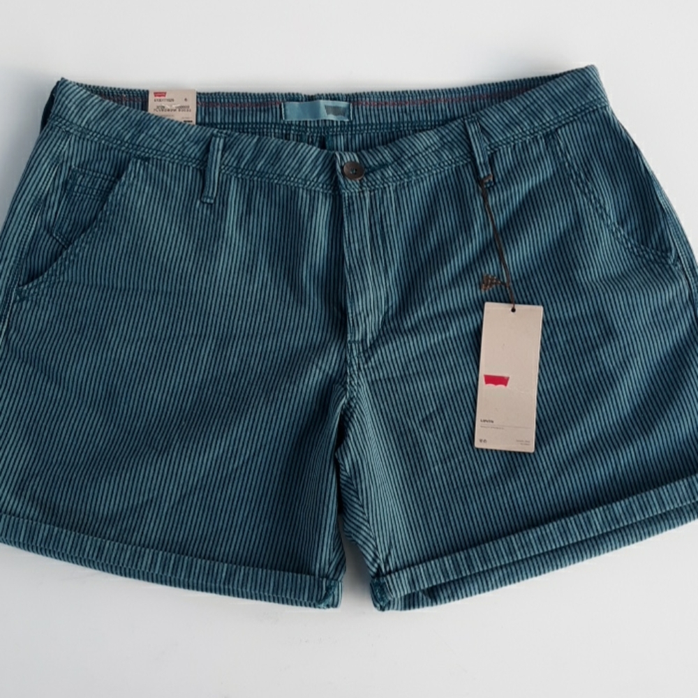 Levi's Teal Pinstriped Women's Shorts